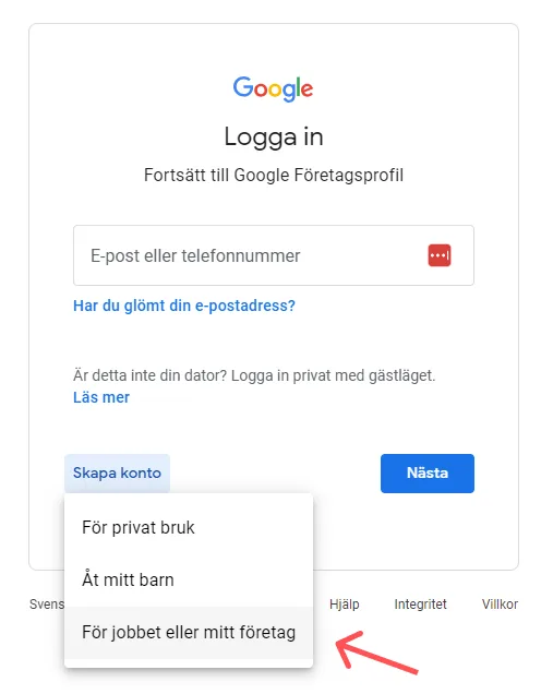 Skapa Google My Business Profil Steg 2 Skapa Google My Business Profil Steg 2