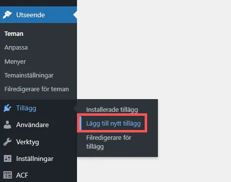 Lägg till tillägg WordPress