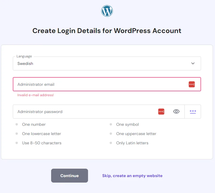 Installera WordPress användare