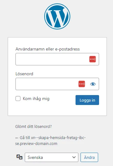 Logga in WordPress