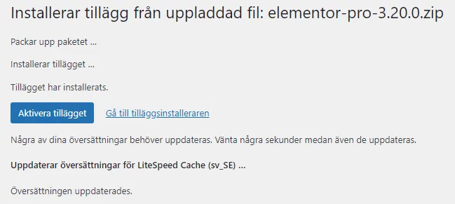 Aktivera Tillägg WordPress