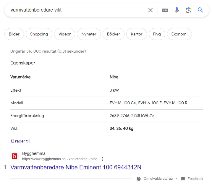 Utvalt Utdrag SERP Utvalt Utdrag SERP