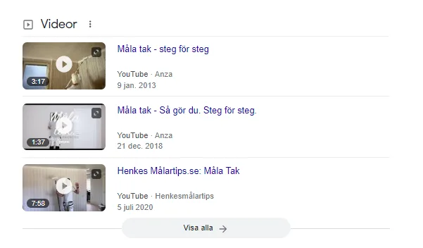Videoresultat SERP Videoresultat SERP