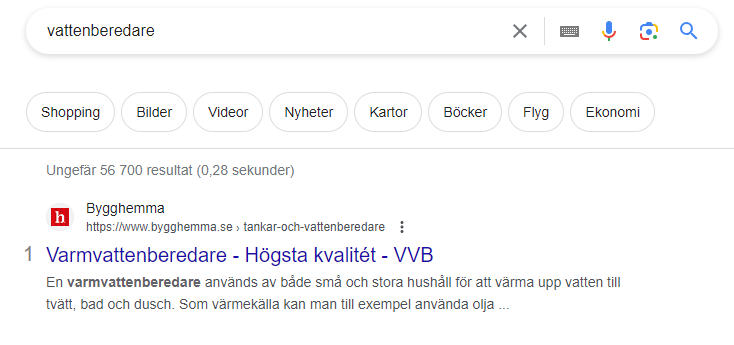 Organiskt resultat SERP Organiskt resultat SERP
