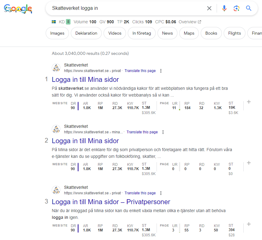 navigeringssökning Google SEO navigeringssökning Google SEO