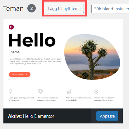 Lägg till tema WordPress