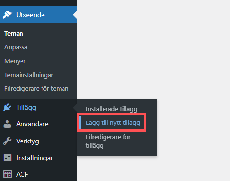 Lägg till tillägg WordPress