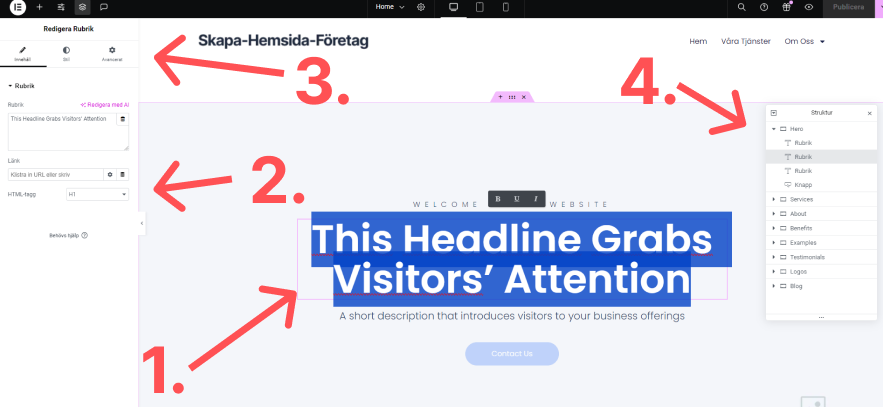 Navigera Elementor WordPress Hemsida