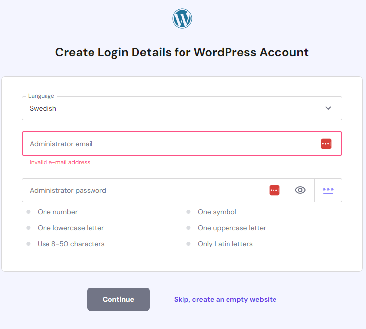 Installera WordPress användare