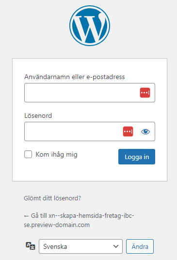 Logga in WordPress