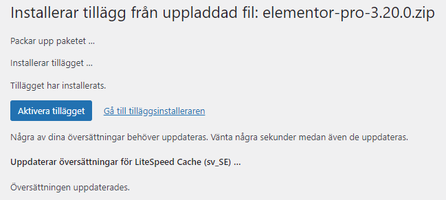 Aktivera Tillägg WordPress